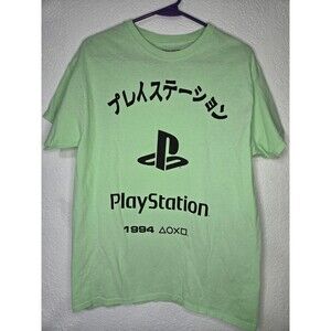 PlayStation Shirt Mens Medium Green Japanese 1994 Graphic Tee Video Game Sony